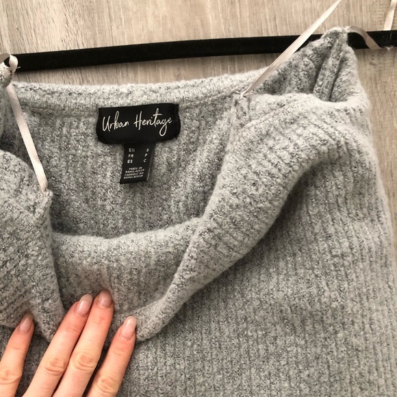 Grey warm fuzzy off the shoulder sweater - Picture 2 of 3